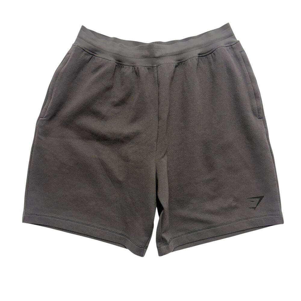 Gymshark Shorts Crest 7” Drawstring Knit Jersey Athletic Shorts Gray Size M